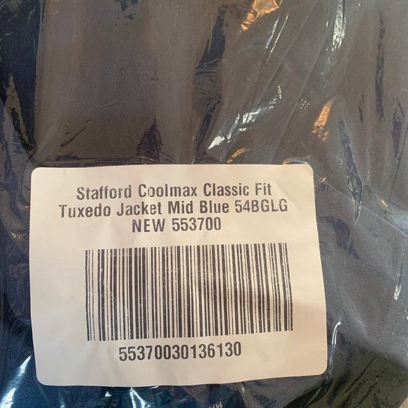 NWT STAFFORD COOLMAX CLASSIC FIT TUXEDO JACKET BIG & TALL MIDNIGHT BLUE 54L - Picture 3 of 4